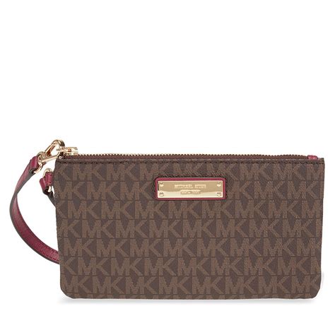 michael kors medium jet set wristlet brown and mulberry|michael kors jet set wristlet.